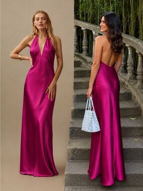 reformation rayana silk dress Reformation Rayana Silk Dress In Fig Jam